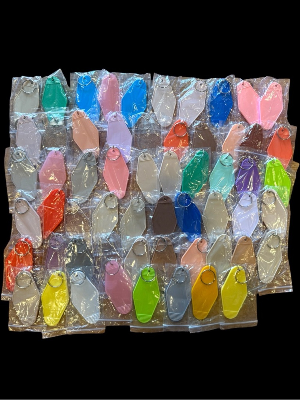 Assorted Multicolor Hotel Keychain Blanks with Key Rings 58ea for Crafts